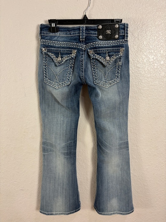 Miss Me Denim - Miss Me Women's Light Blue Flare Jeans with Embroidered Pockets,Size 27.